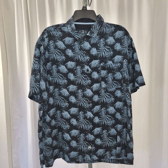 Nat Nast button down silk blend blue leaves print shirt men's size L - Picture 5 of 5